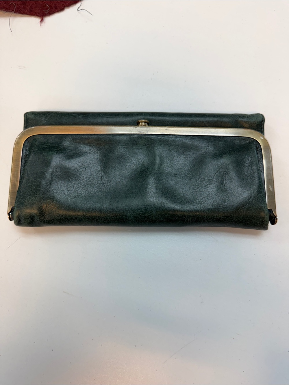 HOBO Dark Green Leather Kiss-Lock Wallet